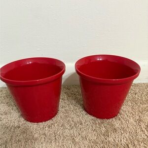 IKEA Red Ceramic Planter Pots - Set of 2